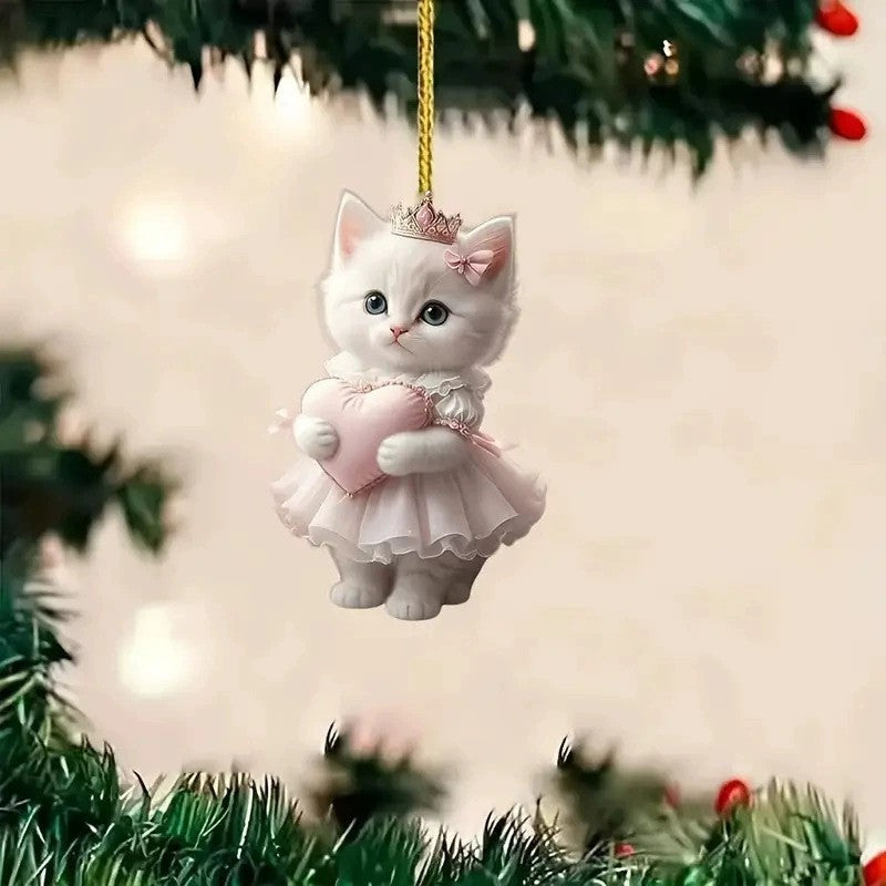 Wholesale Little white cat car pendant acrylic flat ornament